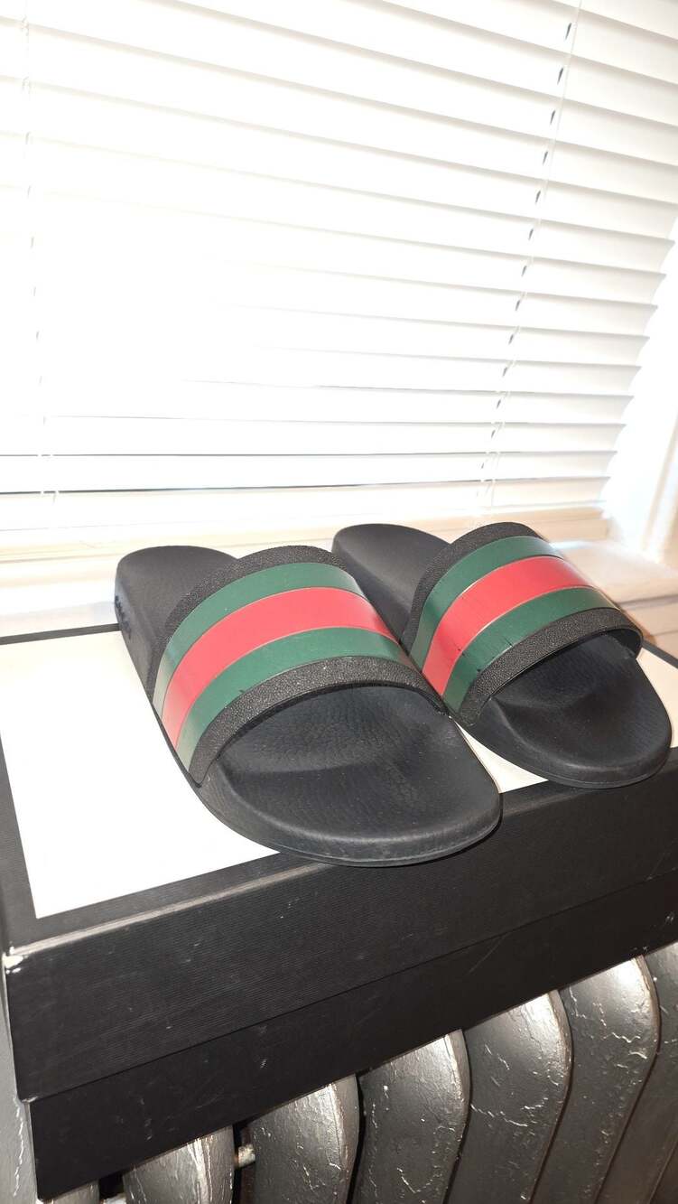 Gucci Web Slide Sandal With Grained Rubber Sole - Picture 3 of 9